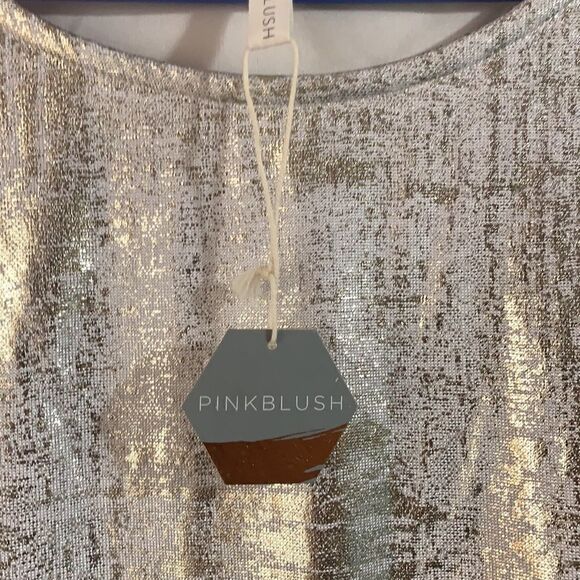 NWT BEAUTIFUL XL PINK BLUSH MAXI LONG SLEEVED GOLD MATERNITY DRESS W/SIDE RUCHE - Picture 5 of 9